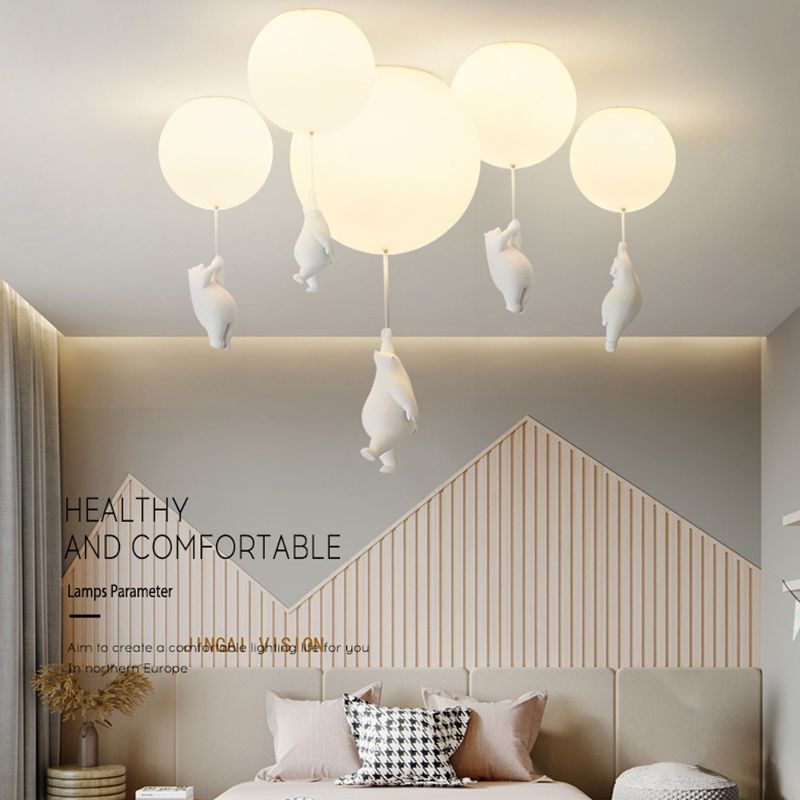 Contemporary Bear Ceiling Lamp Acrylic Shade Flush Mount Light Fixture