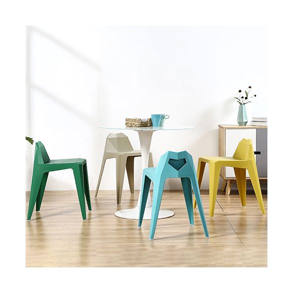 Chaise de salle à manger contemporaine à dossier solide, chaise de cuisine en plastique
