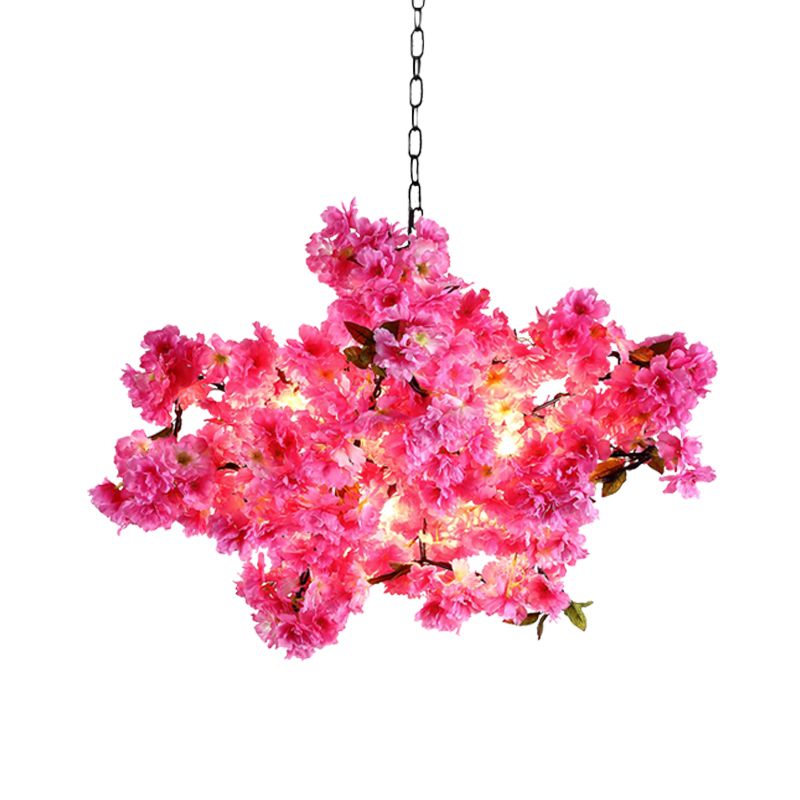 5 luces Luz de colgante LED de metal de color rosa industrial de lámpara de cerezo para restaurante para restaurante