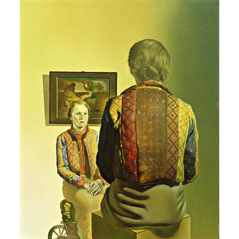 Big Salvador Dali Painting Mural Surreal Classic the Angelus of Gala Wall Art in Green
