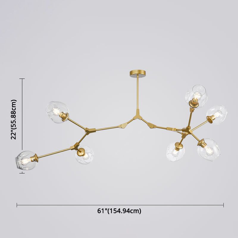 Apparecchi di illuminazione del lampadario ramificati Luce di sospensione in vetro moderno per soggiorno