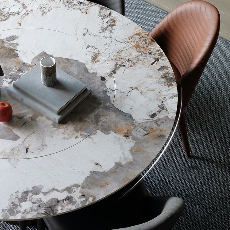 Modern Ashwood Dinette Set 1/3/4/5/7 Pieces Round Dining Table Set with Sintered Stone Top