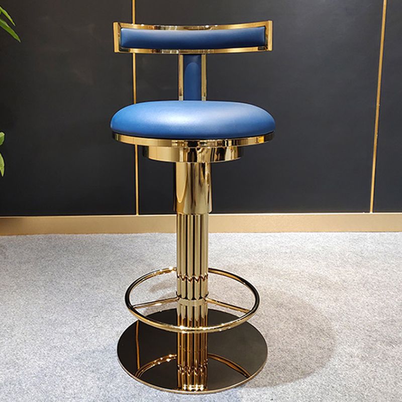 Glam Style Bar Stool Leather Backrest Bar Stools for Dining Room with Metal Base