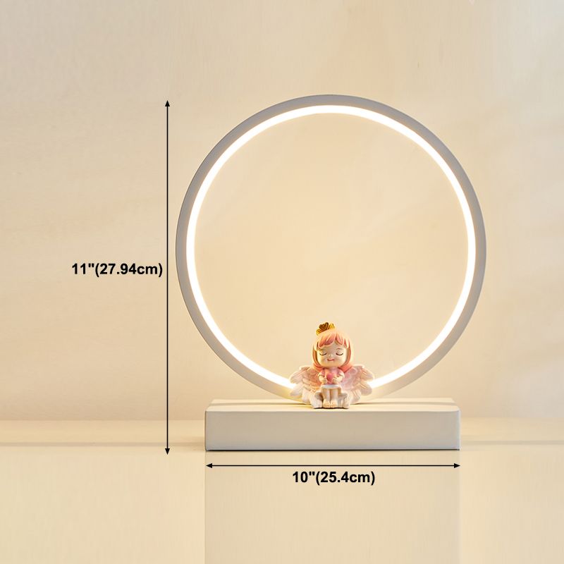 Modern Style Circle Shape Table Light Metal 1 Light Nightstand Lamps for Table