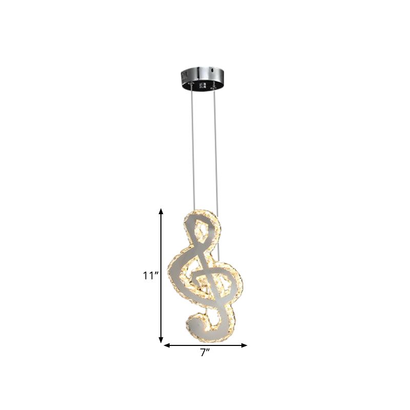 Nota musicale LED a pendente kit luce in acciaio inossidabile contemporaneo blocchi di cristallo a taglio mini sospeso