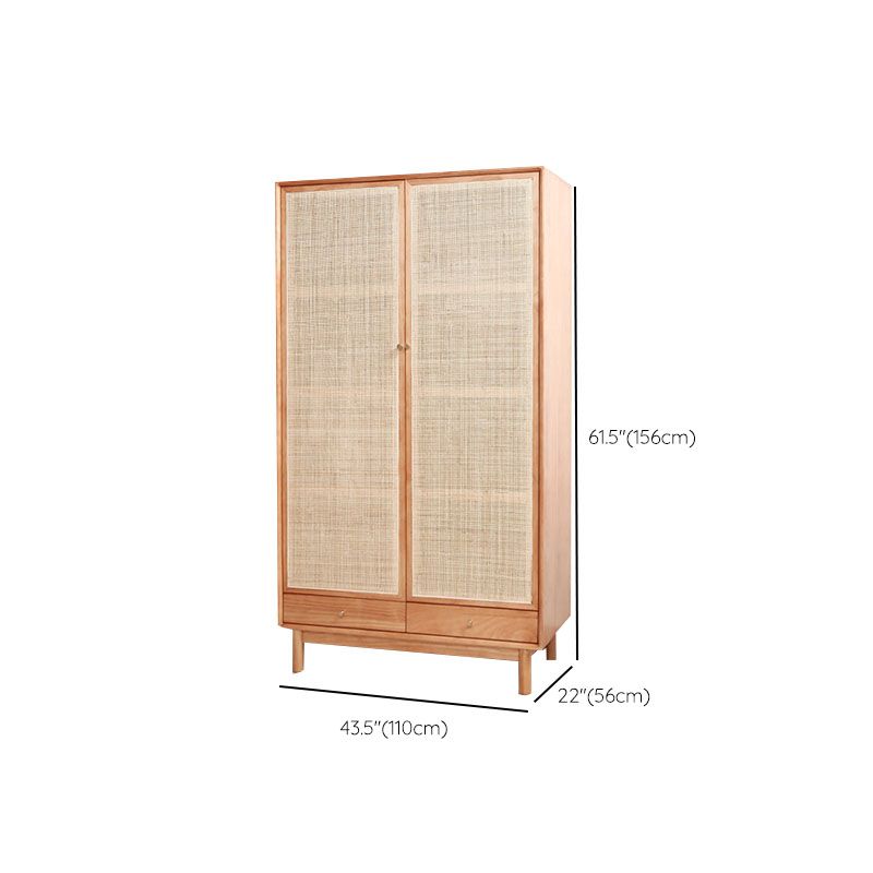Clothes Rail Wardrobe Cabinet Solid Wood Modern Wardrobe Armoire
