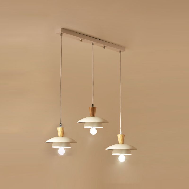 Saucer Pendant Lamp Wooden Nordic Hanging Light Fixture for Dining Room