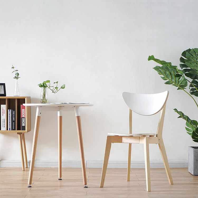 Open Back Armless Dining Chairs Stackable Side Dining Chairs with Wood Legs