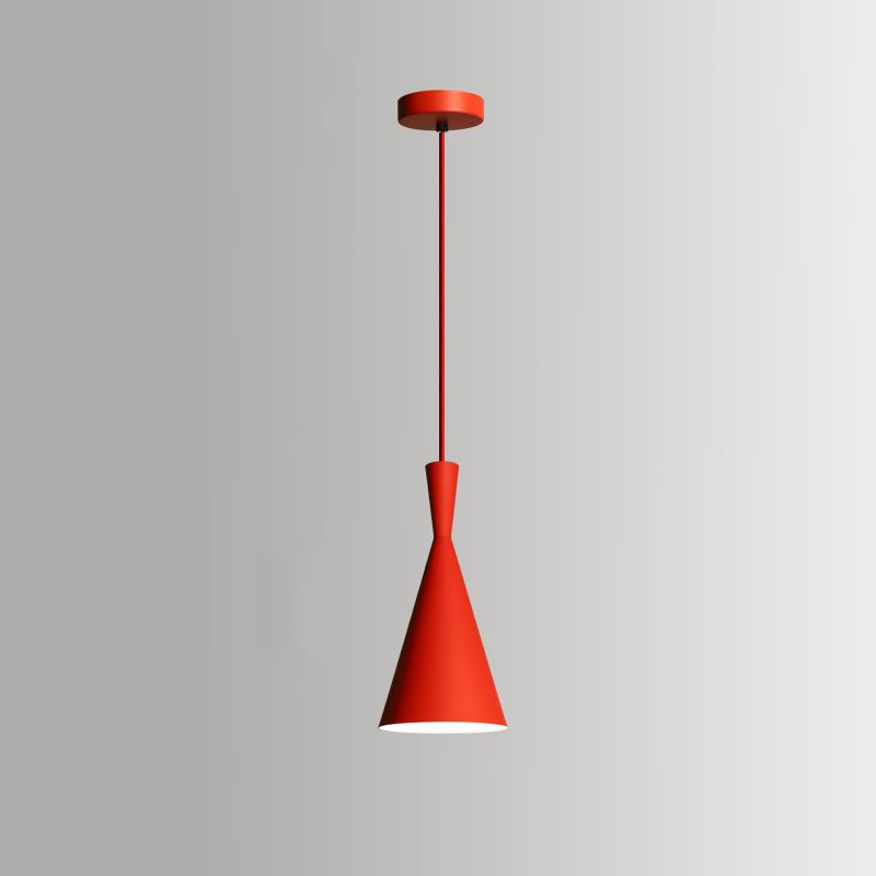 Lámpara colgante de acabado rojo de metal geométrico 1 cabeza vintage colgante luz de techo para restaurante