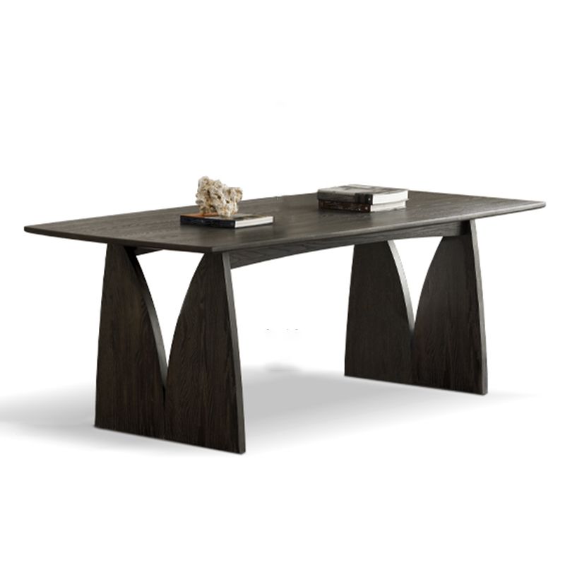 Pine Solid Wood Dining Room Table Modern Double Pedestal Table in Black