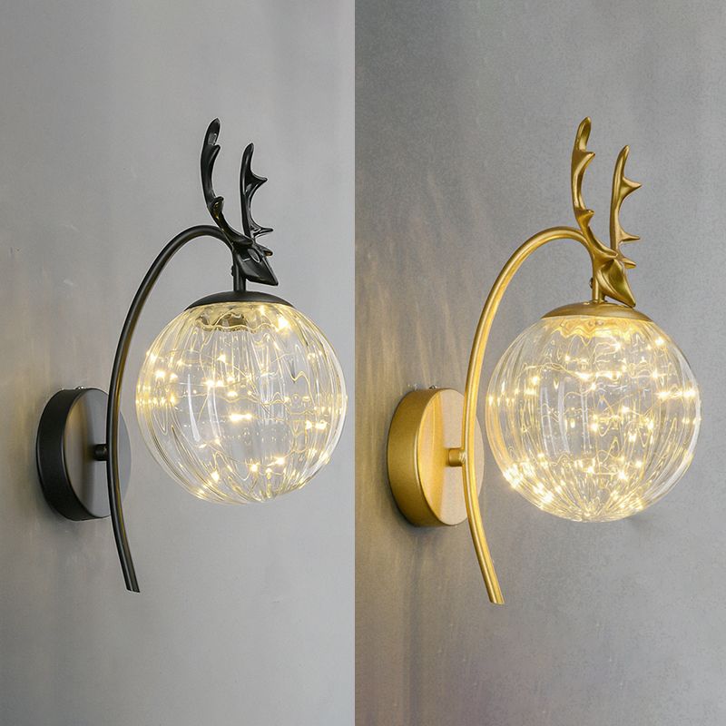 Decorative LED String Light Glass Wall Lamp with Gooseneck for Bedroom Living Room