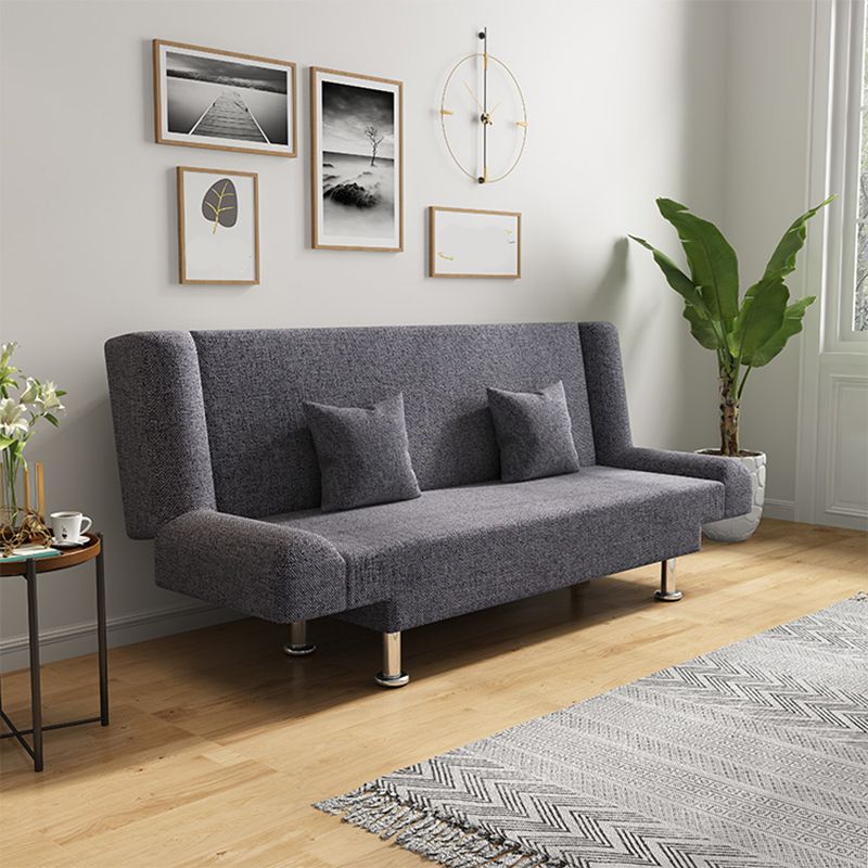 75"Modern Linen Recessed Arm Foldable Convertible Sleeper Sofa