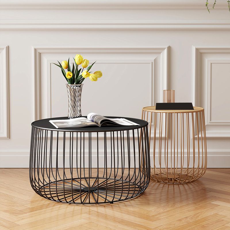 Mid-Century Modern Round Iron Coffee Table Frame Cocktail Table 15.75" H