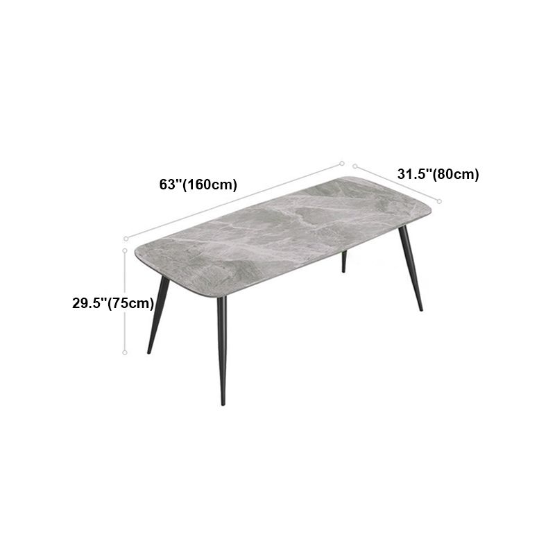 Rectangle Grey Tone Dining Table Sintered Stone Table Simplicity with 4 Legs