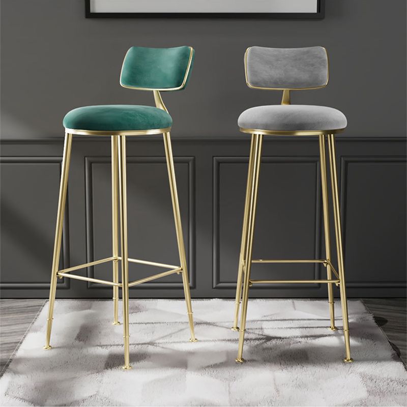 Scandinavian Style Counter Stool Upholstered Round Bar Stool with Footrest