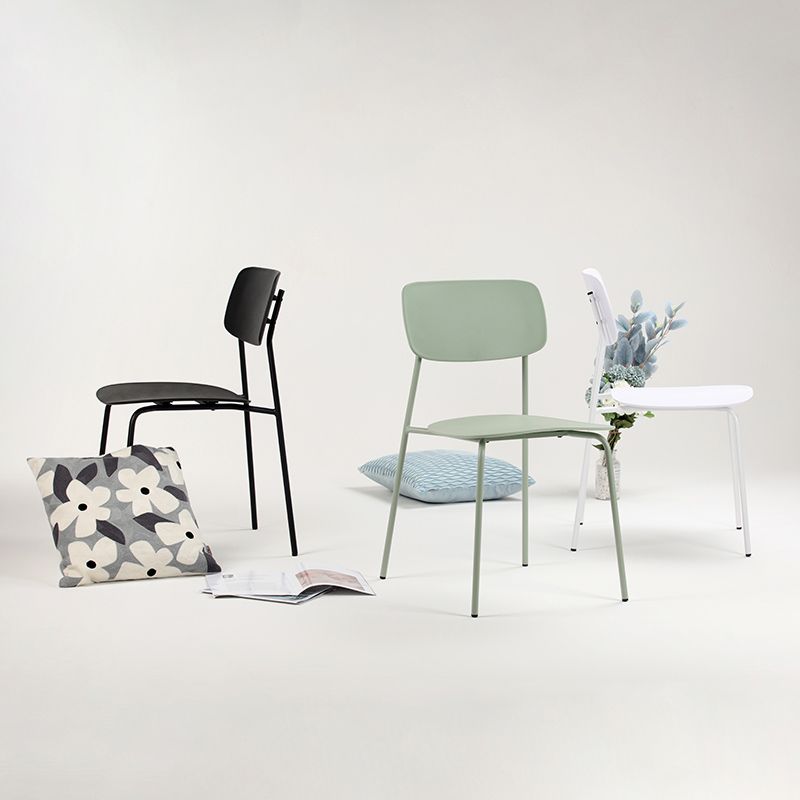 Industrial Dining Armless Chairs Plastic Open Back Side Chair with Metal Legs