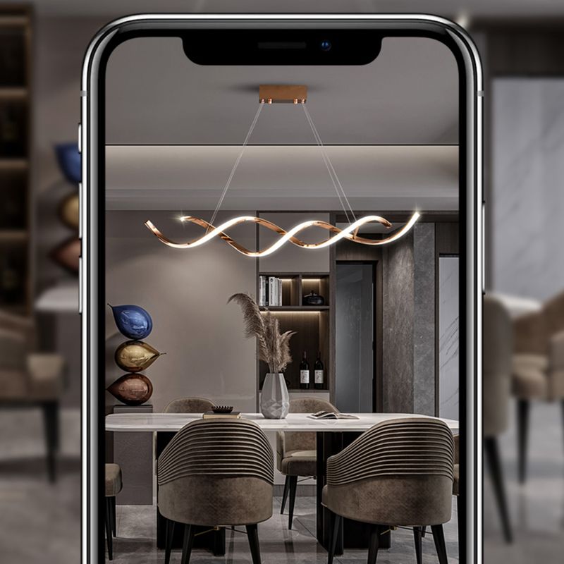 Modern Linear Chandelier Island Lights Metal Chandelier with Silicone Shade