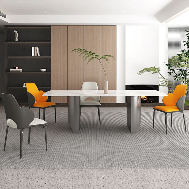 Modern Arm Chair Faux Leather Open Back Dining Room Chair for Kitchen