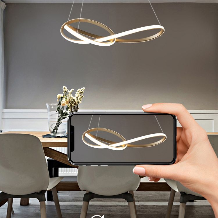 Modern Spiral Chandelier Light Fixtures Metallic Hanging Light Kit for Restaurant