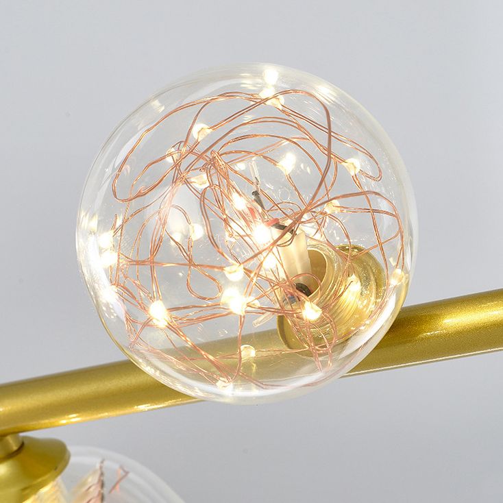 Pendants contemporains Globe Metal Island Chandelier avec une teinte en verre