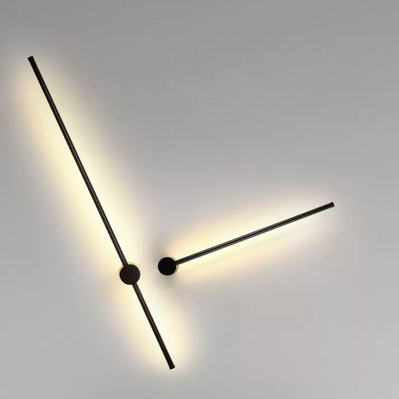 Simple Style Linear Wall Sconce Aluminum Sconce Wall Light in Black Finish