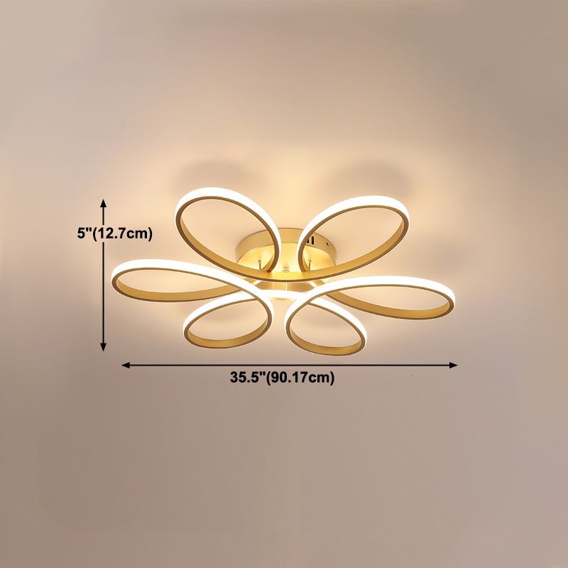 Modern Flush Light Fixtures Linear Metal 1 Light Flush Mount Lamps in Gold