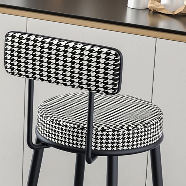 Modern Armless Backrest Counter Stool Iron Kitchen Bar Stool with Pedal and Cushion