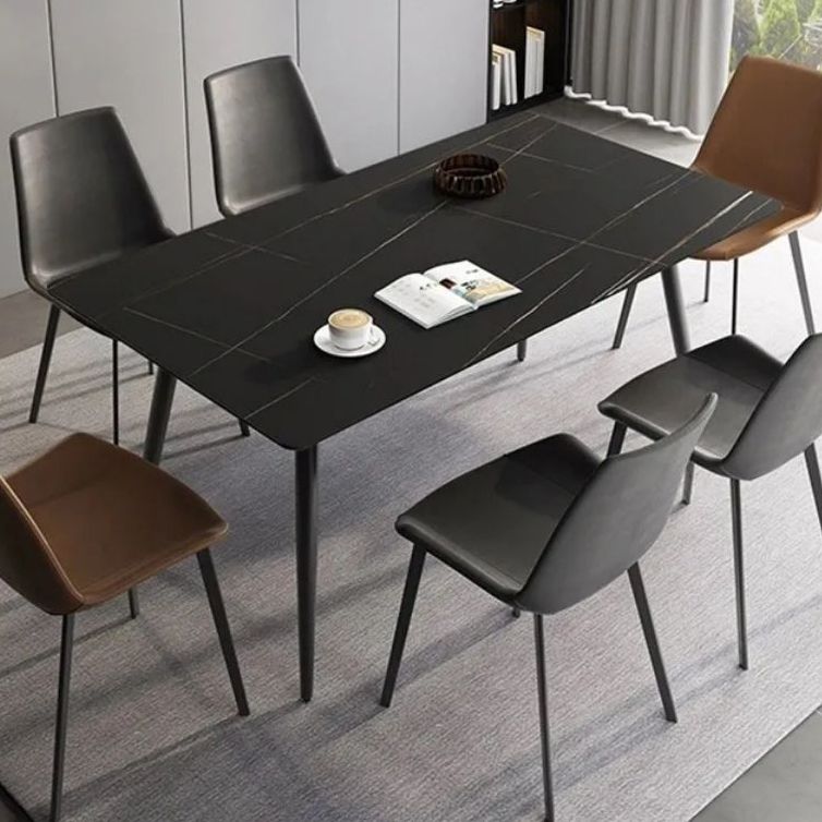 Contemporary Rectangle Dining Table Sintered Stone Table with 4 Legs for Home Kitchen Dinner