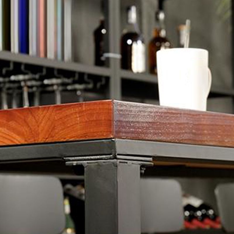 Contemporary Rectangle Bar Table Solid Wood Bar Dining Table with Trestle Base