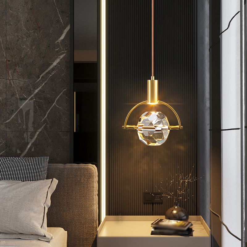 Elektroplate IJzeren hanglamp in moderne luxe stijl kristallen wereldhangende lamp voor slaapkamer