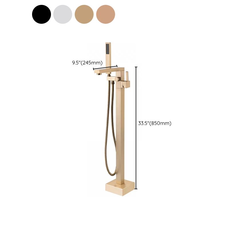 Modern Freestanding Faucet Copper with Risers and Handheld Shower Tub Faucet