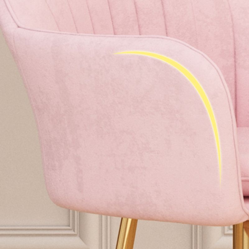Glam Dining Arm Chair Solid Back Side Chair with 4 Metal Legs for Home Use