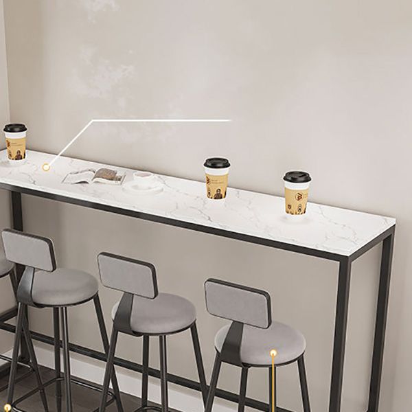 Glam Indoor Bar Dining Table White Faux Marble Rectangle Counter Table