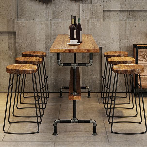 Industrial Pub Dining Set 1/4/7 Pieces Trestle Coffee Shop Wood Pub Table Set