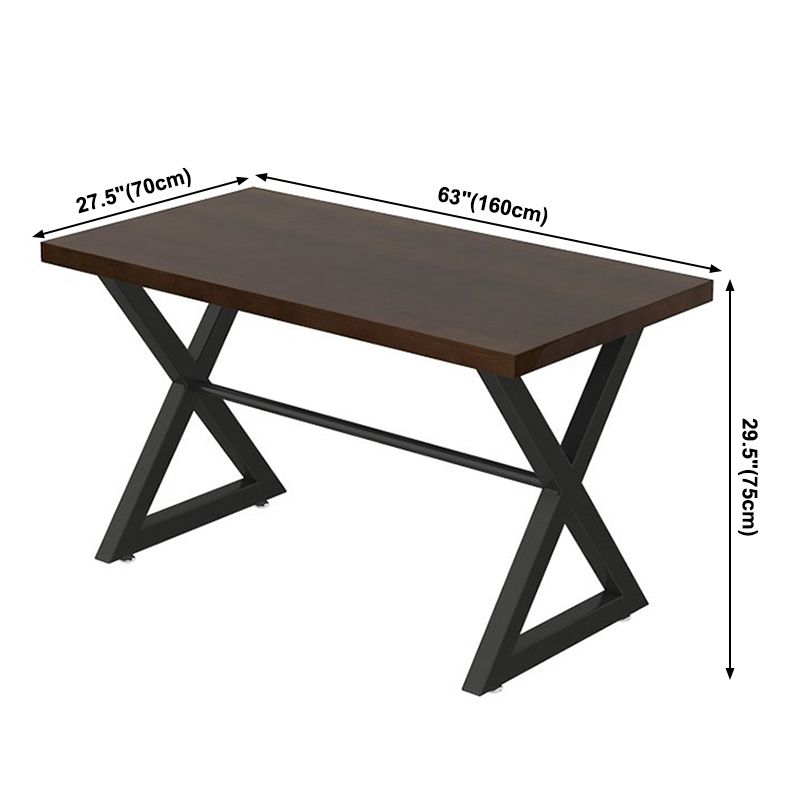 Mesa de comedor marrón de estilo industrial, mesa con caballete de madera maciza para comedor