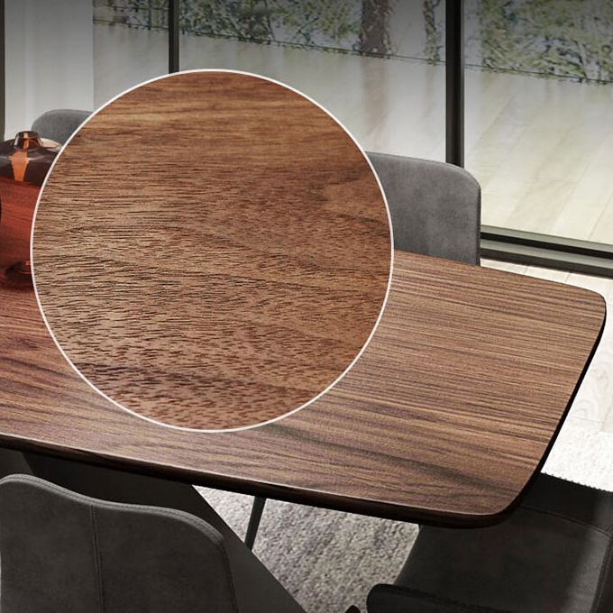 Industrial Metal Rectangle Dining Table Walnut Wood Top Table for Kitchen