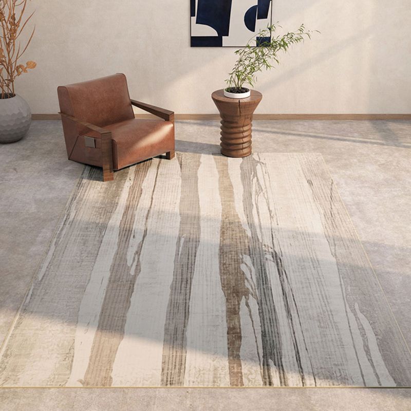 Apricot Tone Luxury Area Rug Polyester Ink Traces Rug Non-Slip Backing Indoor Rug for Living Room