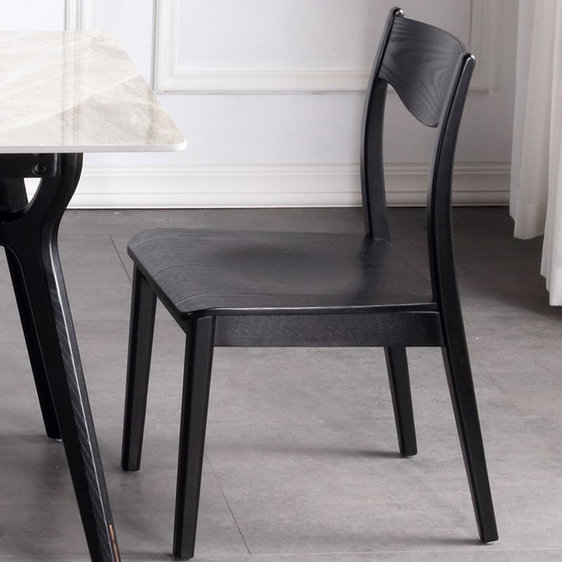 Solid Wood Side Chair Modern Black Indoor Dining Chair for Living Room