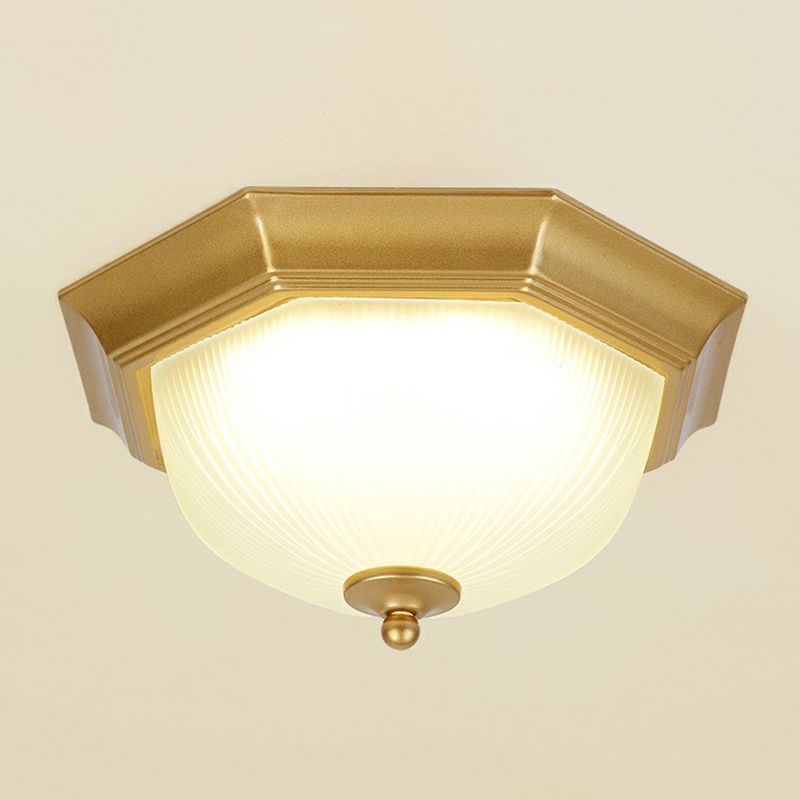 Frosted Rib Glass Dome Flush Light Vintage Corridor LED Flush Mount Ceiling Light