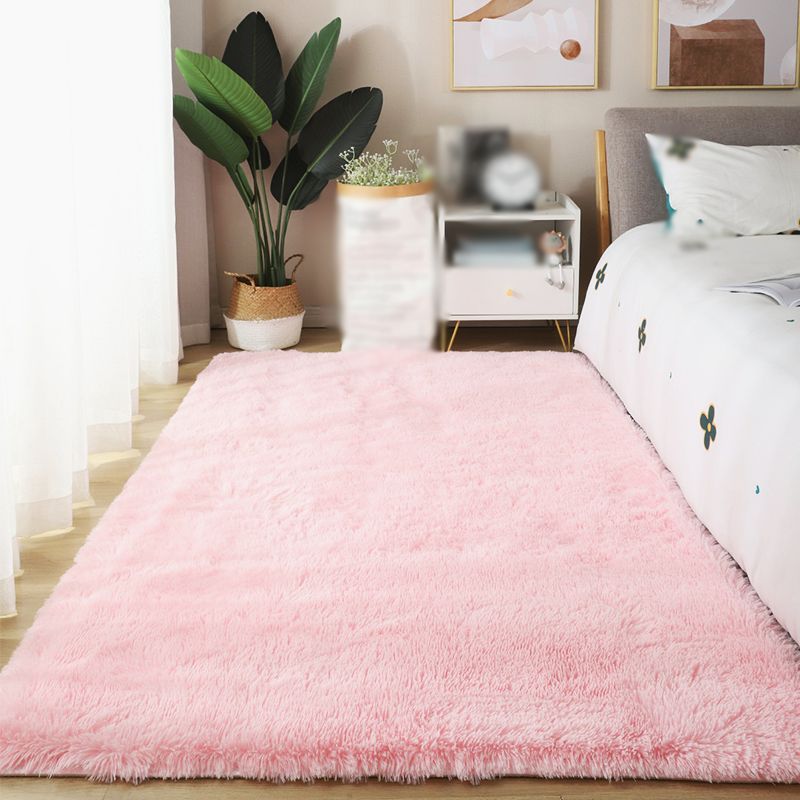 Simple Indoor Room Rug Pink Pure Color Carpet Polyester Non-Split Indoor Carpet