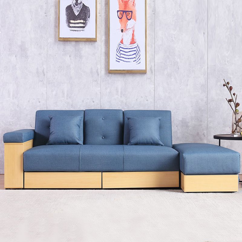 Farmhouse 82.68"L 3-Seat Tight Back Sectional One Arm Sofa Bed with Storage