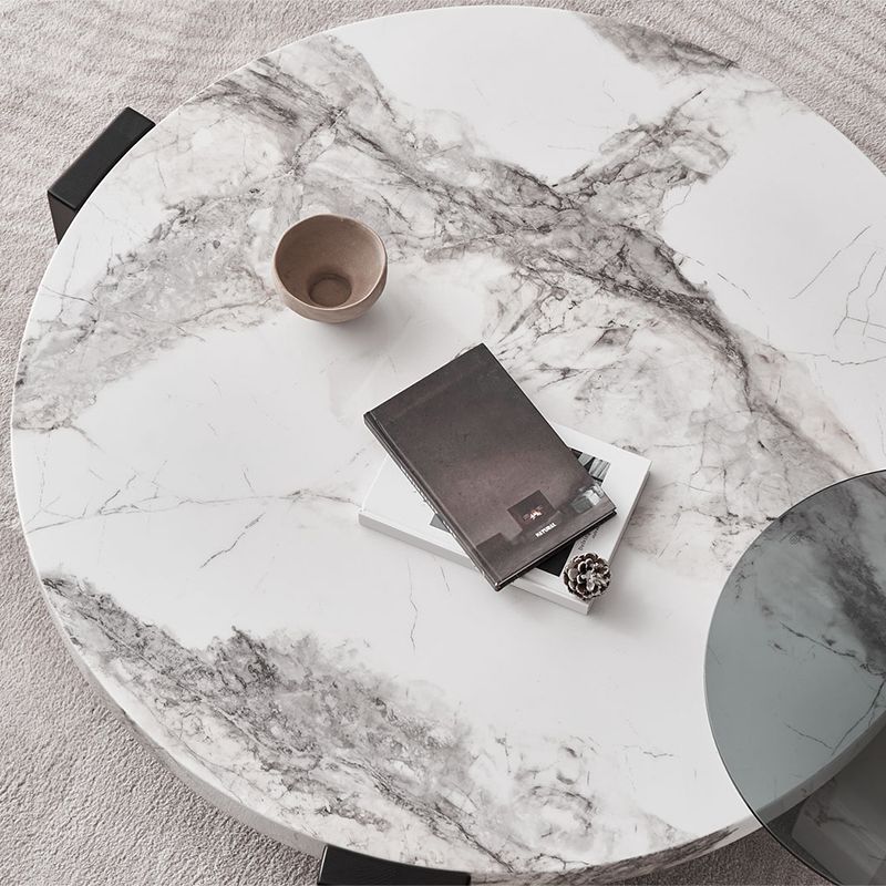 Marble Coffee Cocktail Table Contemporary 3 Legs Coffee or End Table