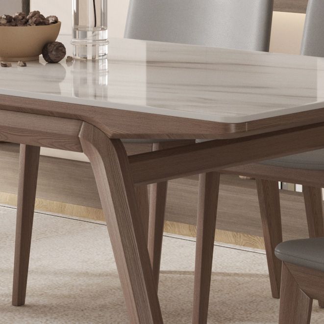 Modern Style Furniture Rectangle Stone Dining Table in White