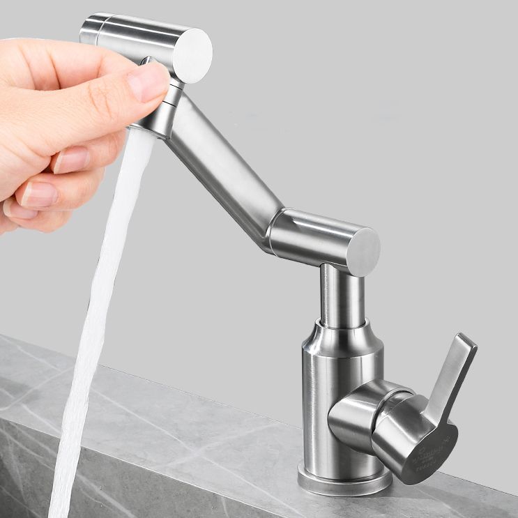 Swivel Spout Vessel Sink Faucet Stainless Steel Lever Handle Sink Faucet with Water Hose