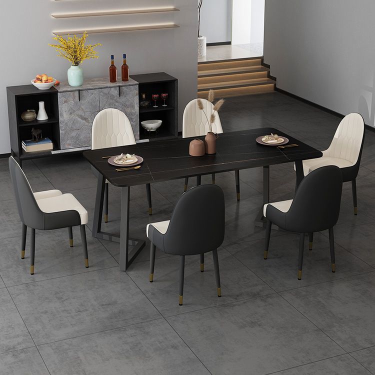 Modern Stone Rectangle Dining Table 1/2/5/7 Pieces Dining Set for Kitchen