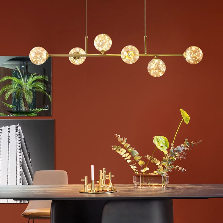 Zeitgenössische Küche Anhänger Lichter linear klare Glasinselbeleuchtungsideen