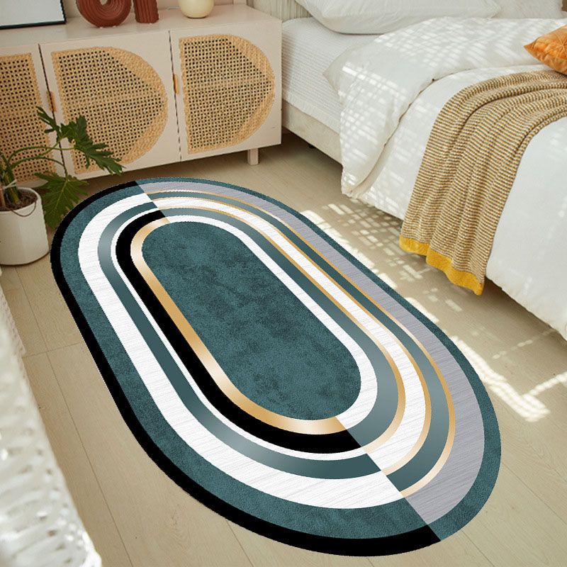 Atrovirens Modern Carpet Polyester Striped Carpet Non-Slip Backing Carpet for Living Room