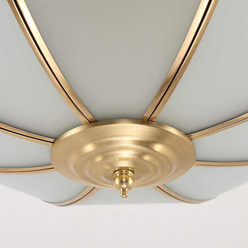 Luminaires encastrés à tambour, plafonniers en cuivre de style colonial avec abat-jour en verre