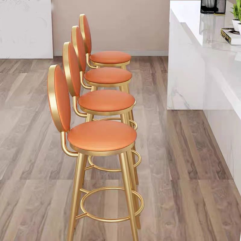 Faux Leather Counter Bar Stool Orange and Gold Bar and Counter Stool