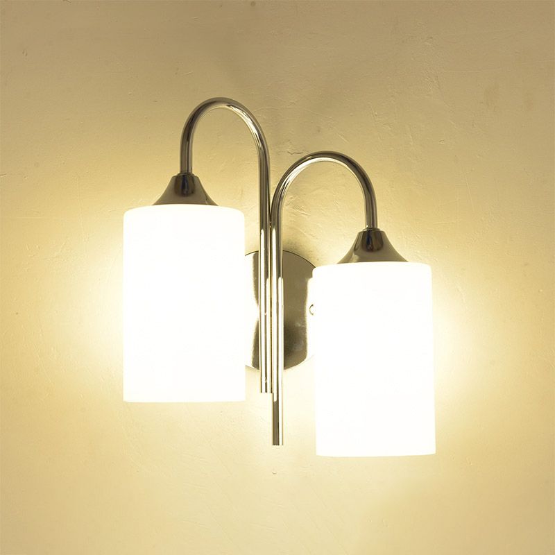 Modern Style Cylinder Wall Sconce Lights Glass 2 Lights Wall Mount Lighting